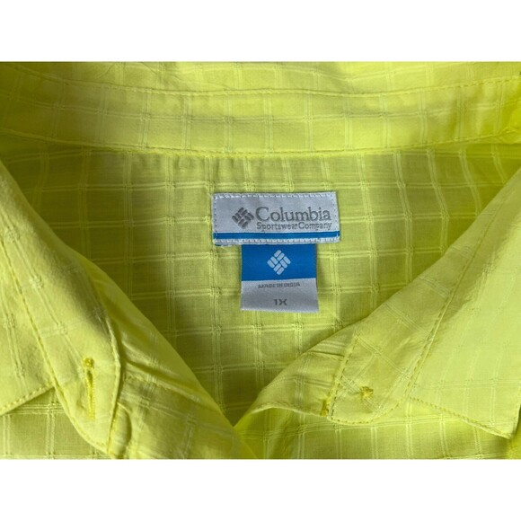 Columbia PFG Long Sleeve Button Front Shirt  1X  NWOT  Yellow  Outdoor Adventure - Picture 5 of 8